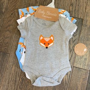 Three pack forest friends bodysuits.